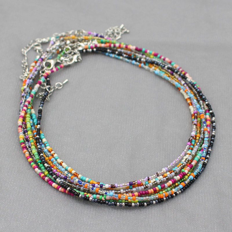 Colorful Seed Beads Choker Necklace - Handmade Boho Jewelry