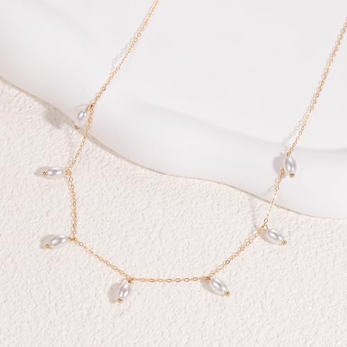 Pearl Pendant Gold Plated Choker Necklace Handmade Jewelry