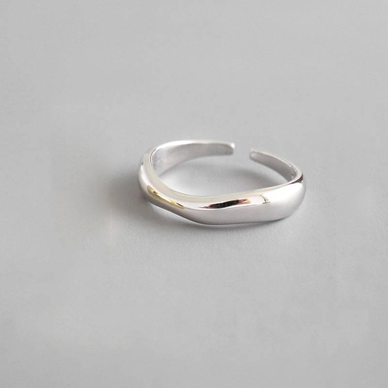 Simple Wave Rings - Silver Handmade Jewelry - Size 17mm