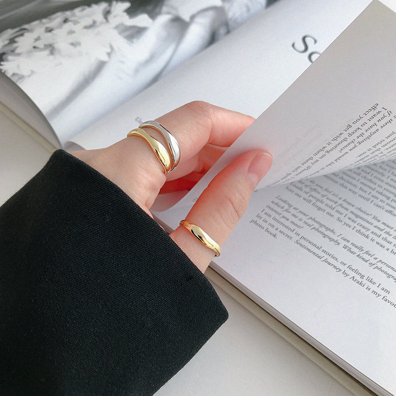 Simple Wave Rings - Silver Handmade Jewelry - Size 17mm