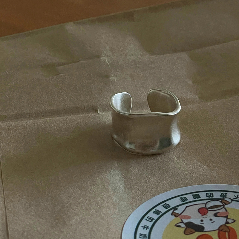 Handmade 925 Sterling Silver Geometric Wide Gold Rings