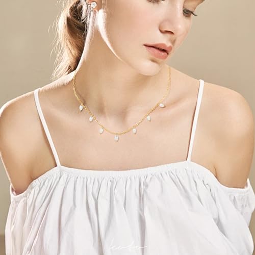 Pearl Pendant Gold Plated Choker Necklace Handmade Jewelry