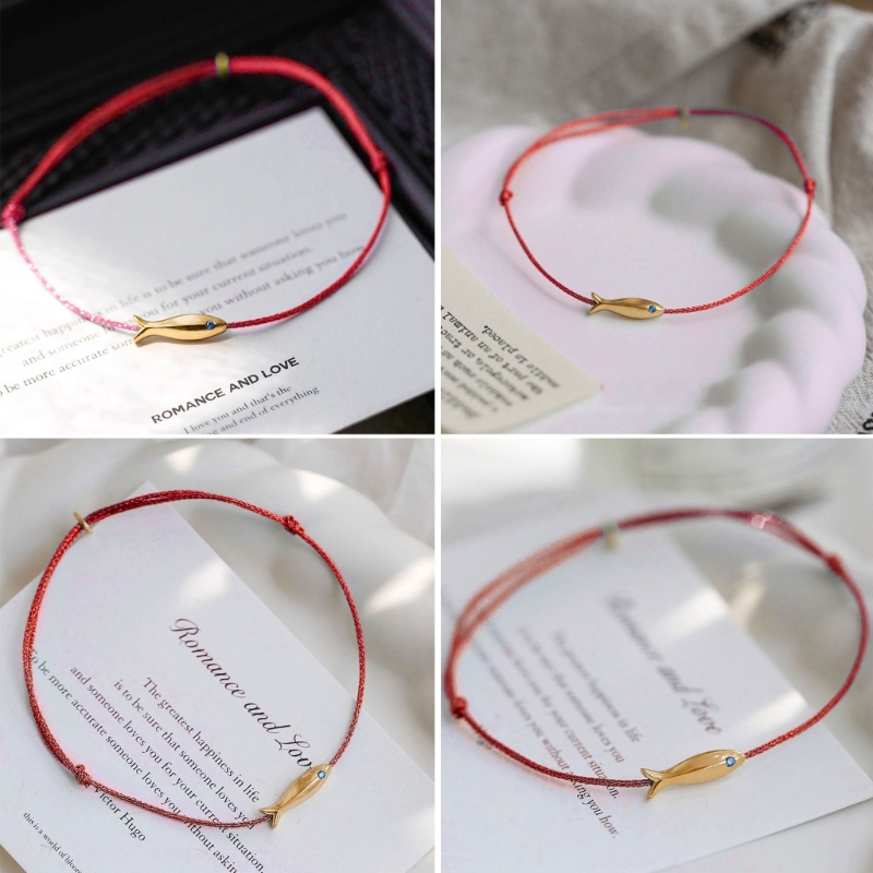 Cute Fish Bracelet: Red String Handmade Ethnic Jewelry