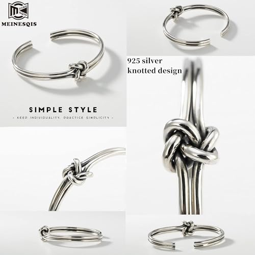 Silver Wire Knotted Bracelets - Adjustable Size, Unisex Gift