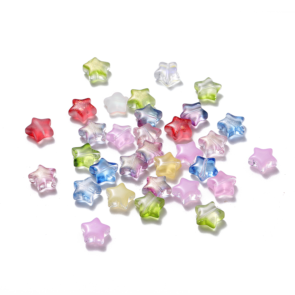 30Pcs AB Color Five-pointed Star Czech Glass Beads