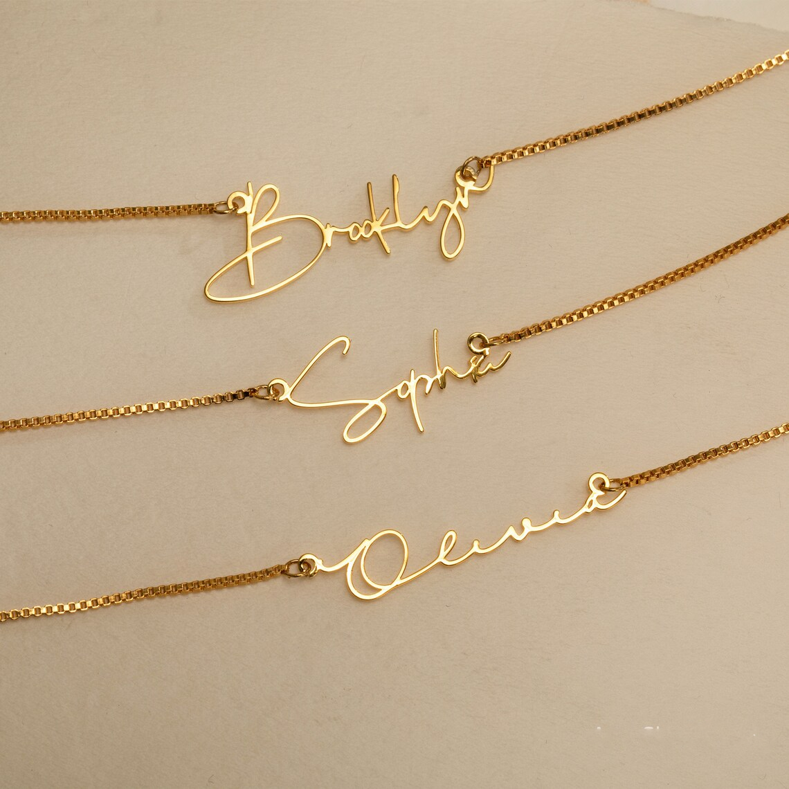 Gold Personalized Name Necklace with Box Chain Birthday Gift