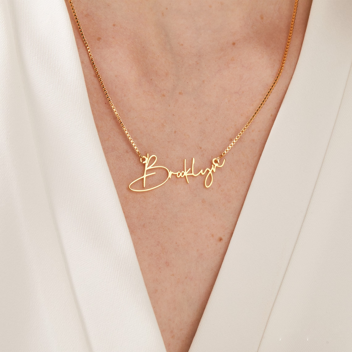 Gold Personalized Name Necklace with Box Chain Birthday Gift