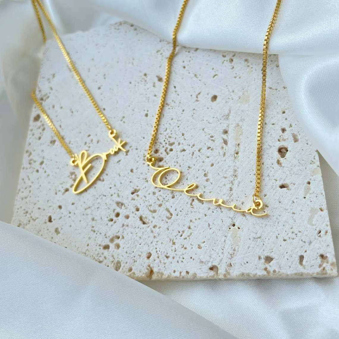 Gold Personalized Name Necklace with Box Chain Birthday Gift