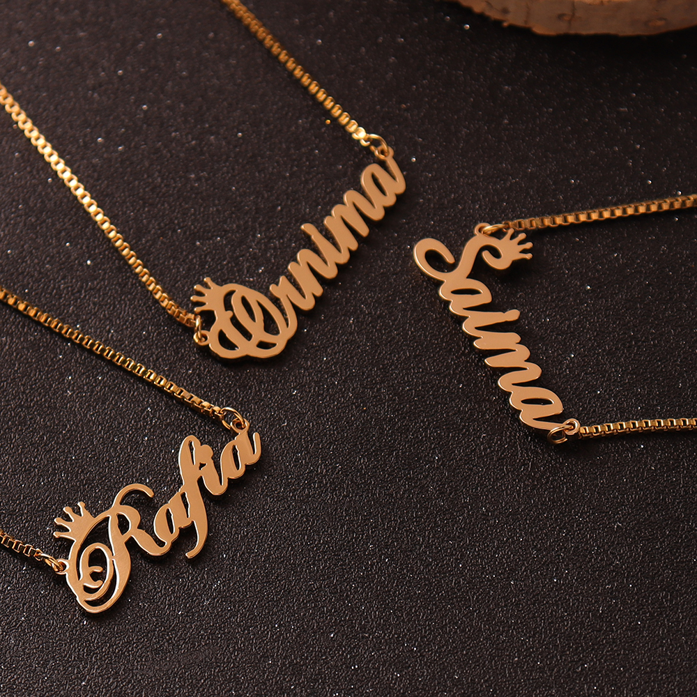 Gold Personalized Name Necklace with Box Chain Birthday Gift