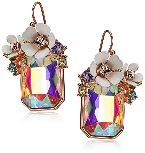 Betsey Johnson Floral Stone Dangle Earrings