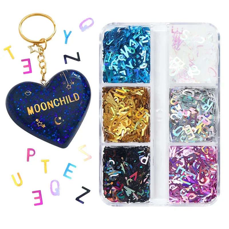 Handmade Holographic Glitter Alphabet Silicone Mold Sequins