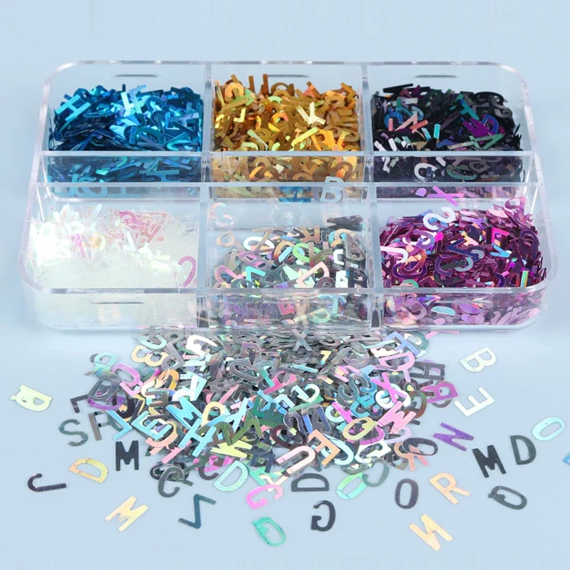Handmade Holographic Glitter Alphabet Silicone Mold Sequins