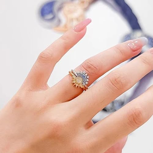 Celestial Sun and Moon Adjustable Ring Set