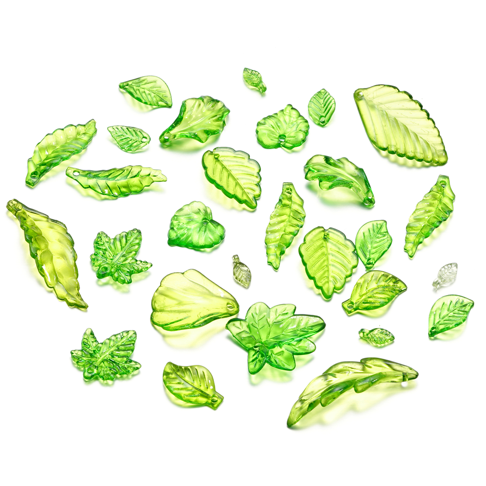 Green Acrylic Leaf Charms for Jewelry Making DIY