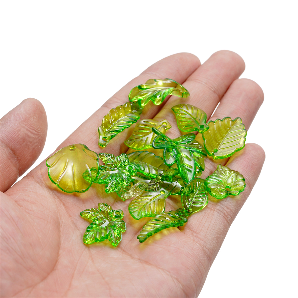 Green Acrylic Leaf Charms for DIY Jewelry Making