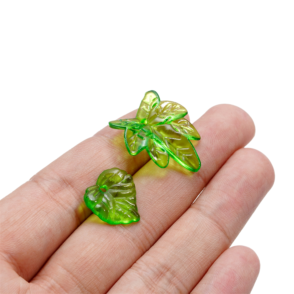 Green Acrylic Leaf Charms for DIY Jewelry Making