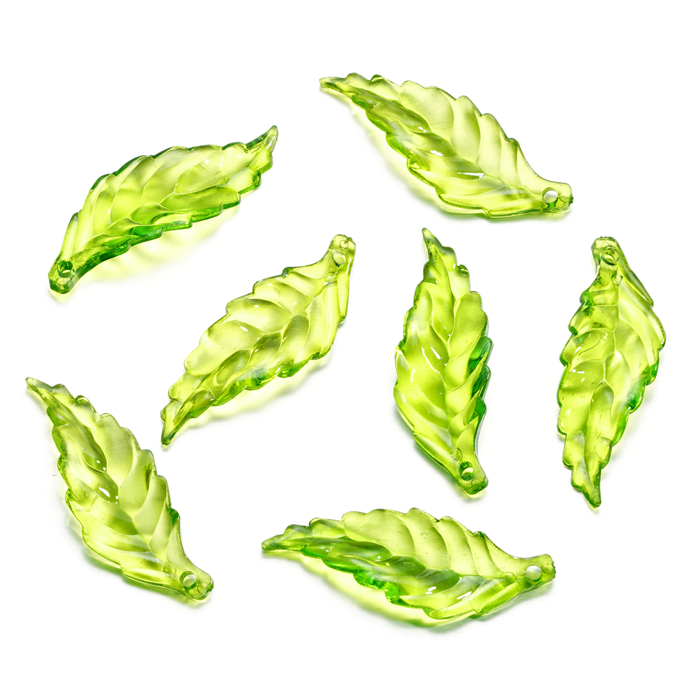 Green Acrylic Leaf Charms for DIY Jewelry Making