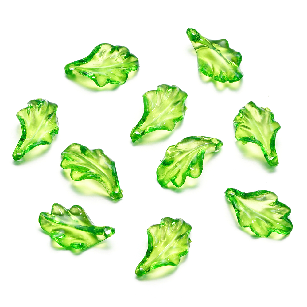 Green Acrylic Leaf Charms for DIY Jewelry Making