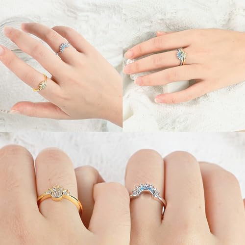 Celestial Sun and Moon Adjustable Ring Set