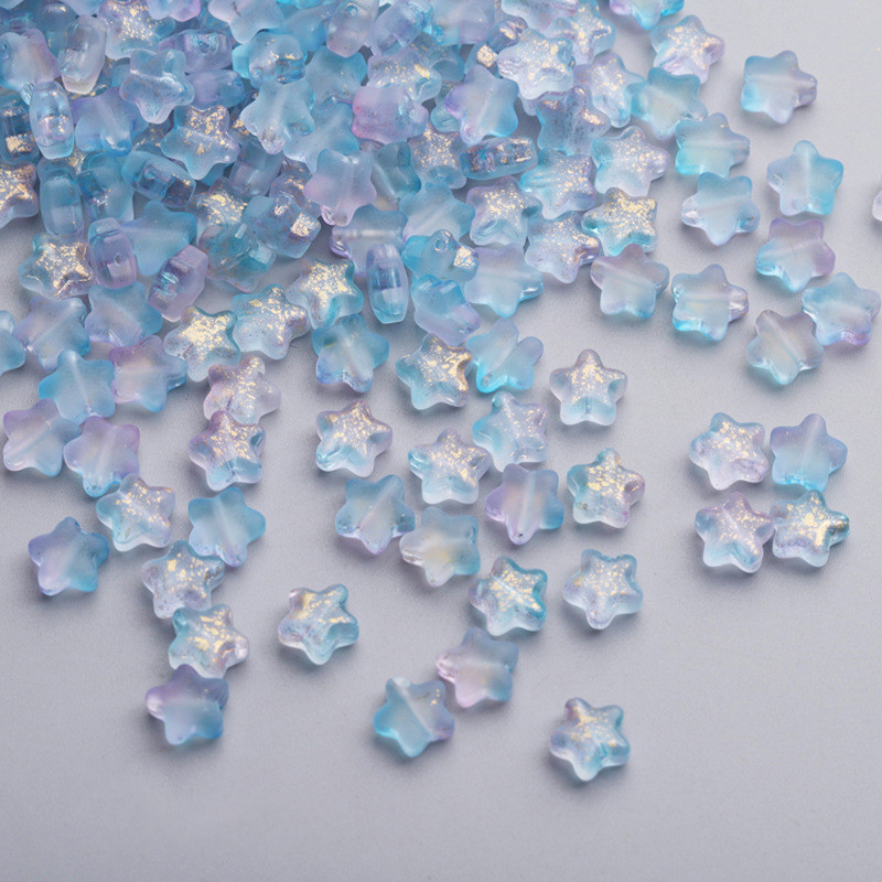 50PC 8mm Frosted Star Czech Glass Beads for Jewelry