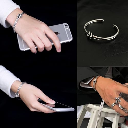 Silver Wire Knotted Bracelets - Adjustable Size, Unisex Gift