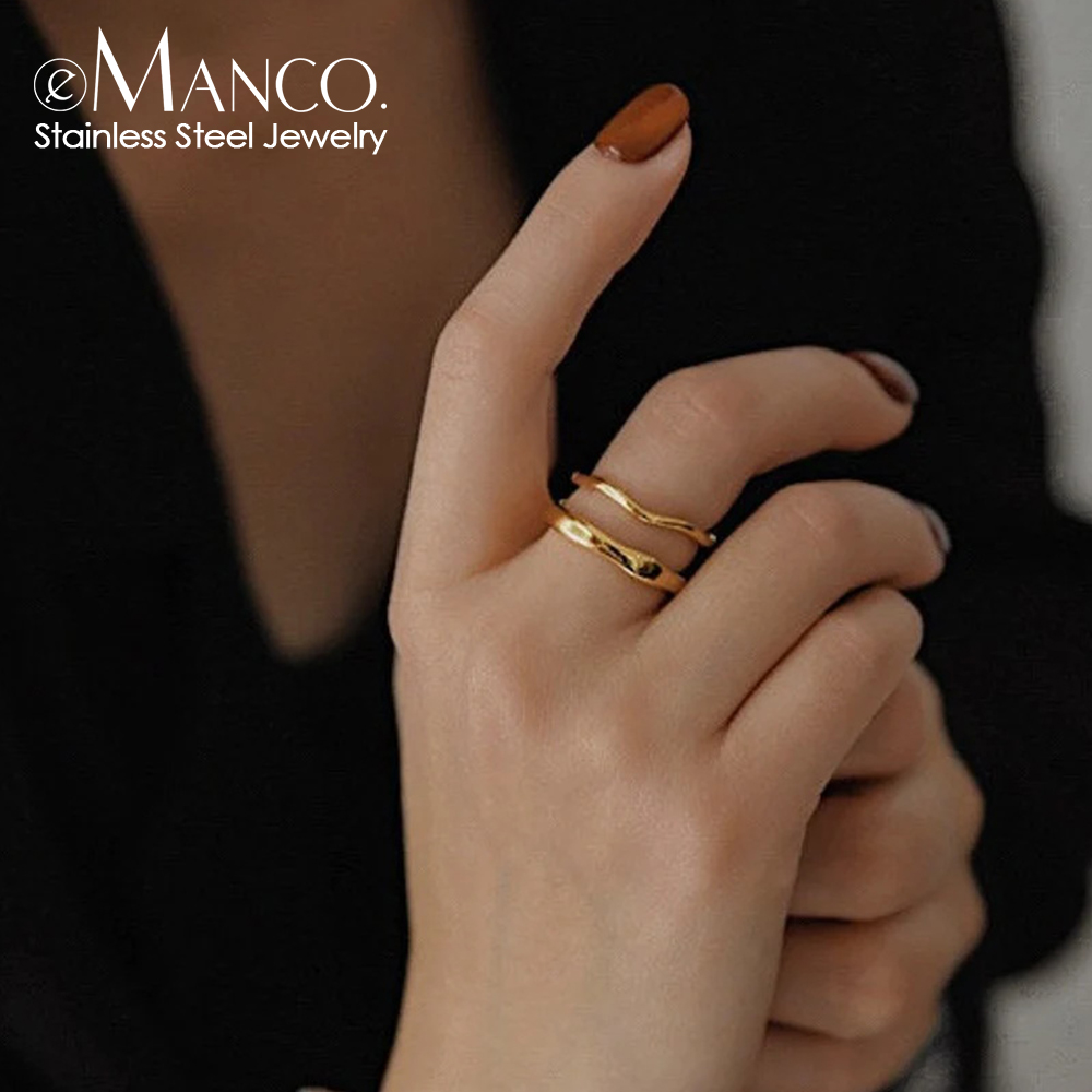 Handmade Irregular Wave Rings in Gold/Silver for Women
