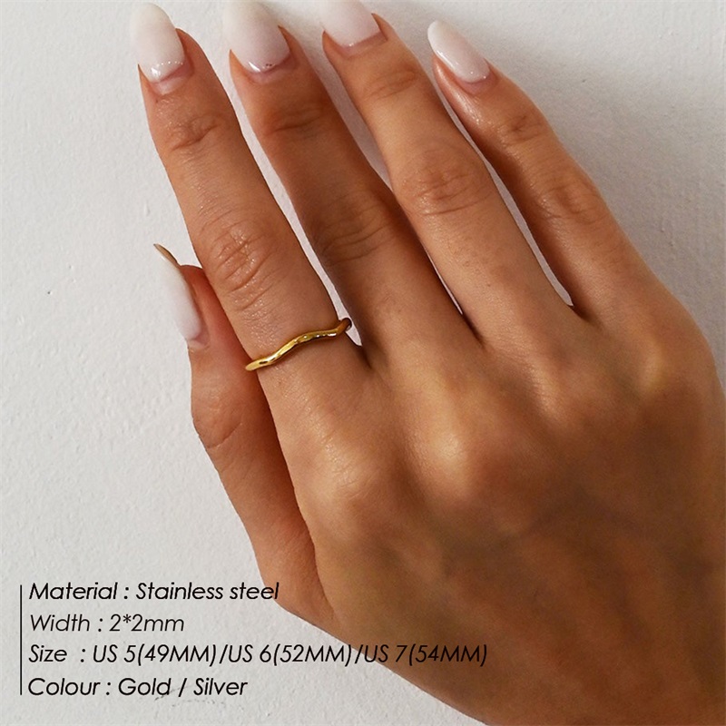 Handmade Irregular Wave Rings in Gold/Silver for Women