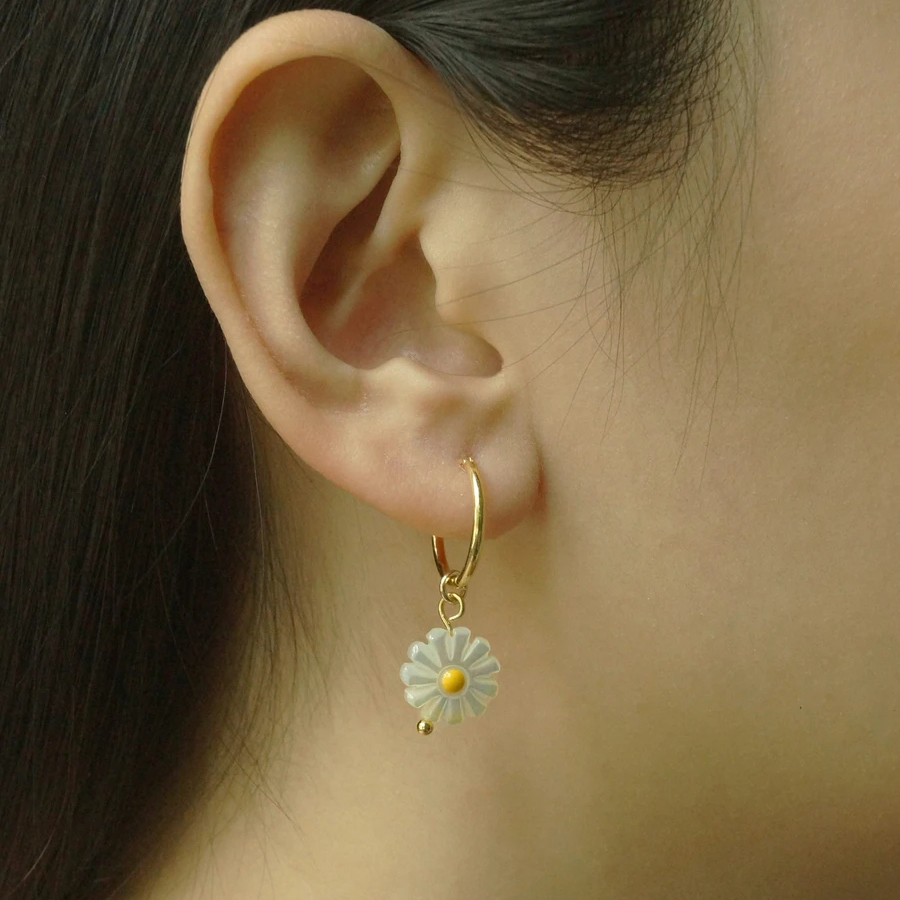 Golden Bohemian Stone Bead Hoop Earrings Women's Jewelry