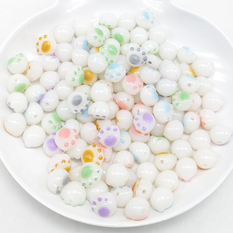 20 Kawaii Cat Paw Acrylic Beads for Jewelry