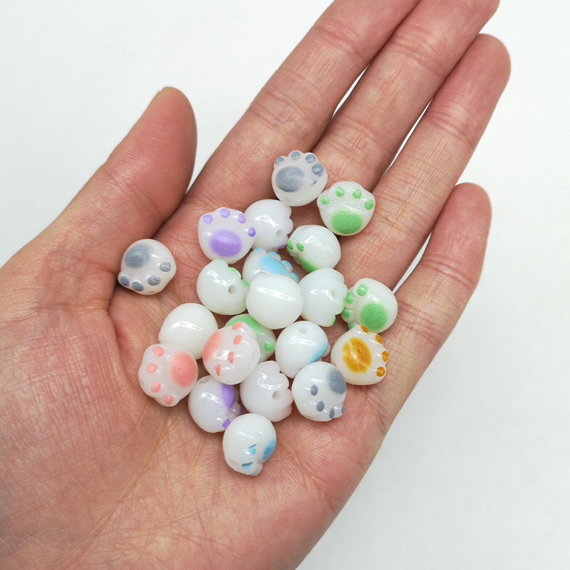 20 Kawaii Cat Paw Acrylic Beads for Jewelry