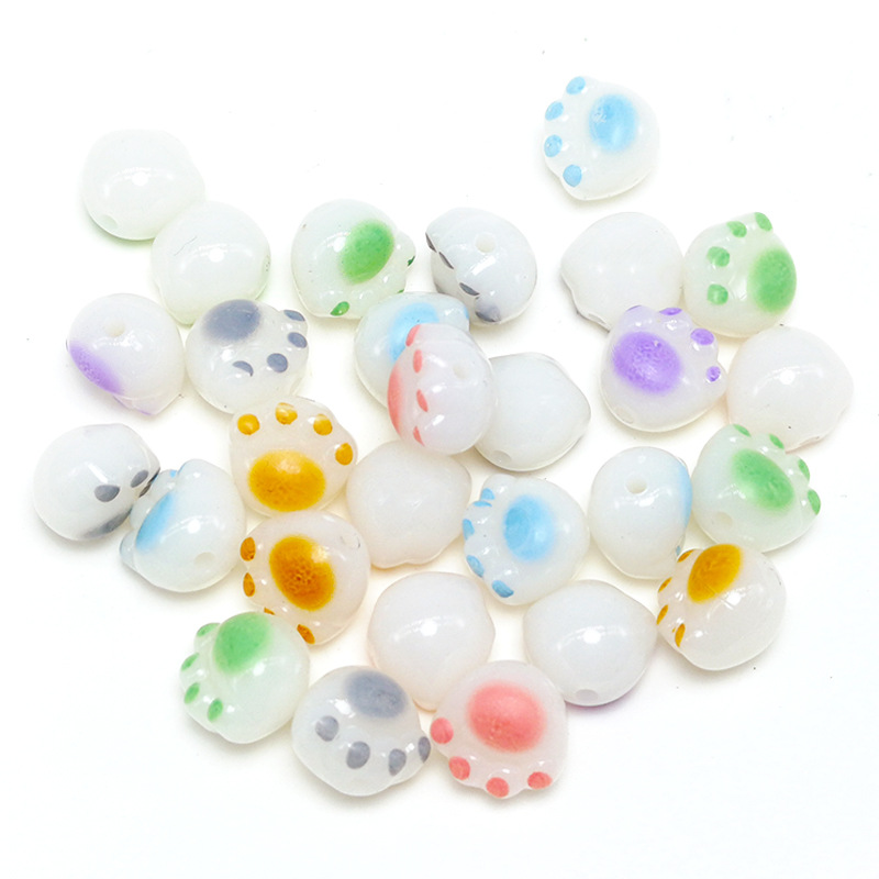 20 Kawaii Cat Paw Acrylic Beads for Jewelry