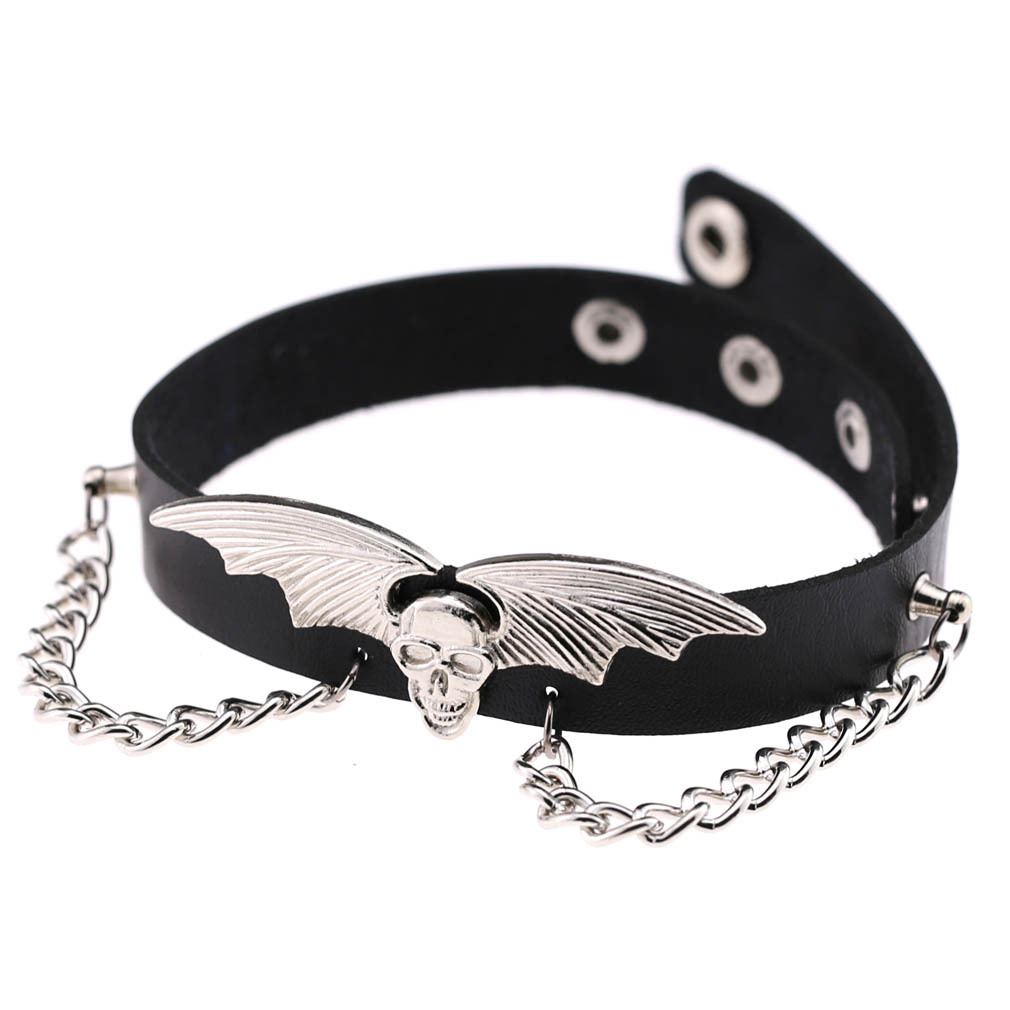 Handmade Boho Gothic Punk Spike Leather Choker Necklace