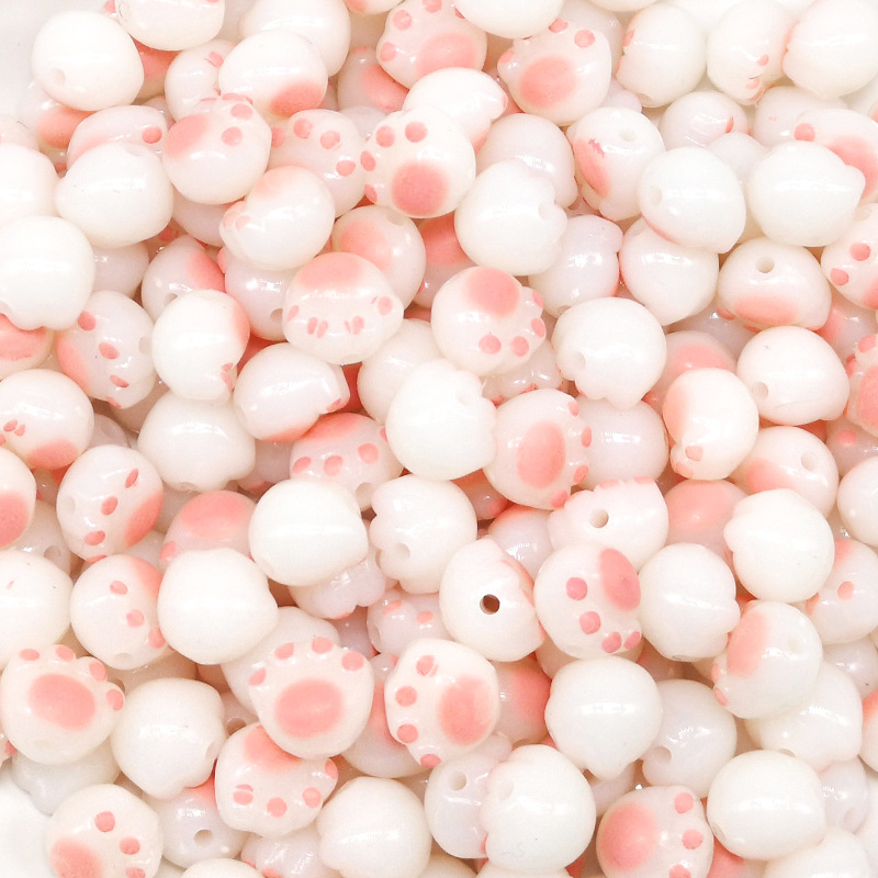 20 Kawaii Cat Paw Acrylic Beads for Jewelry