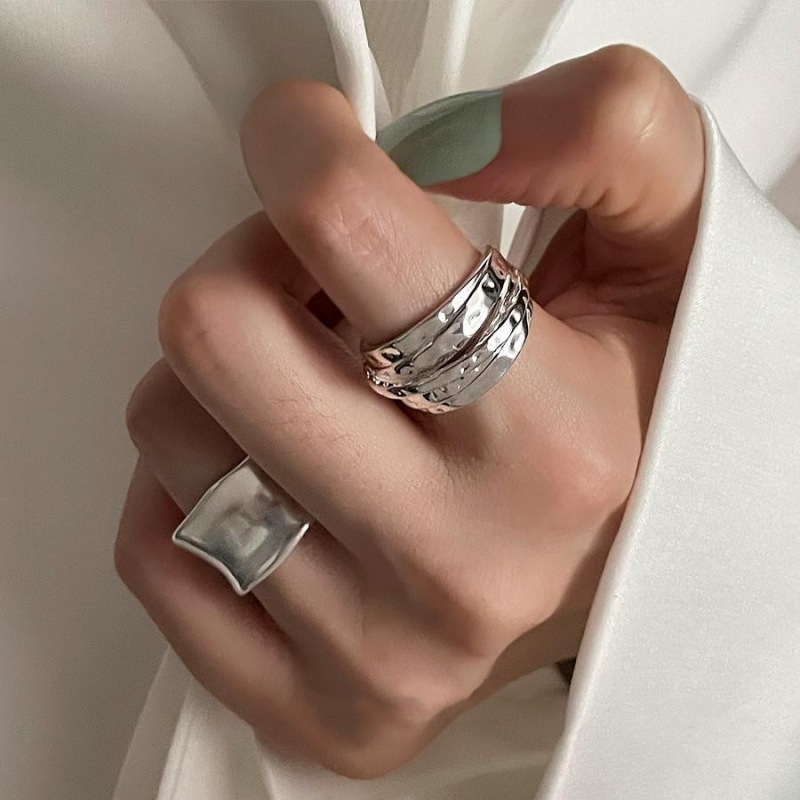 Vintage open wide silver ring for women party gift