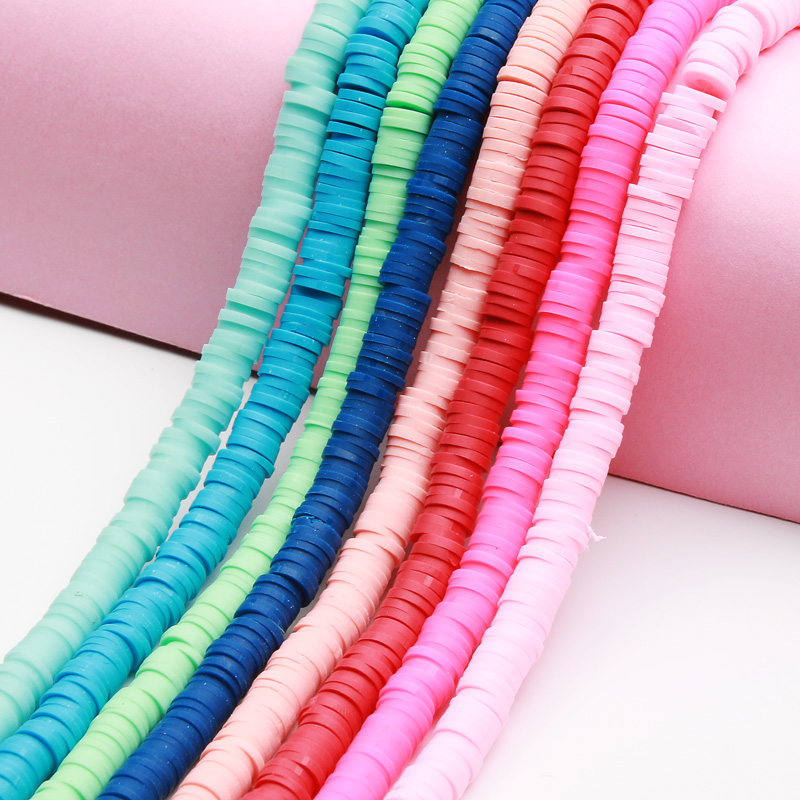 Handmade Flat Round Polymer Clay Beads for Jewelry Making