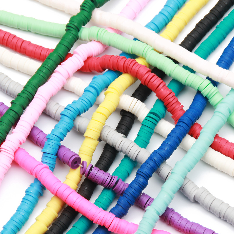 Handmade Flat Round Polymer Clay Beads for Jewelry Making