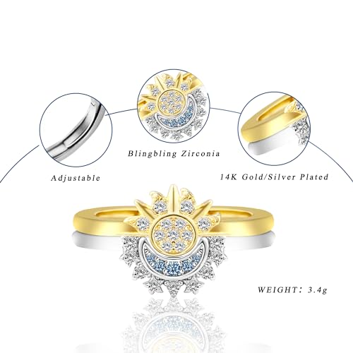Celestial Sun and Moon Adjustable Ring Set