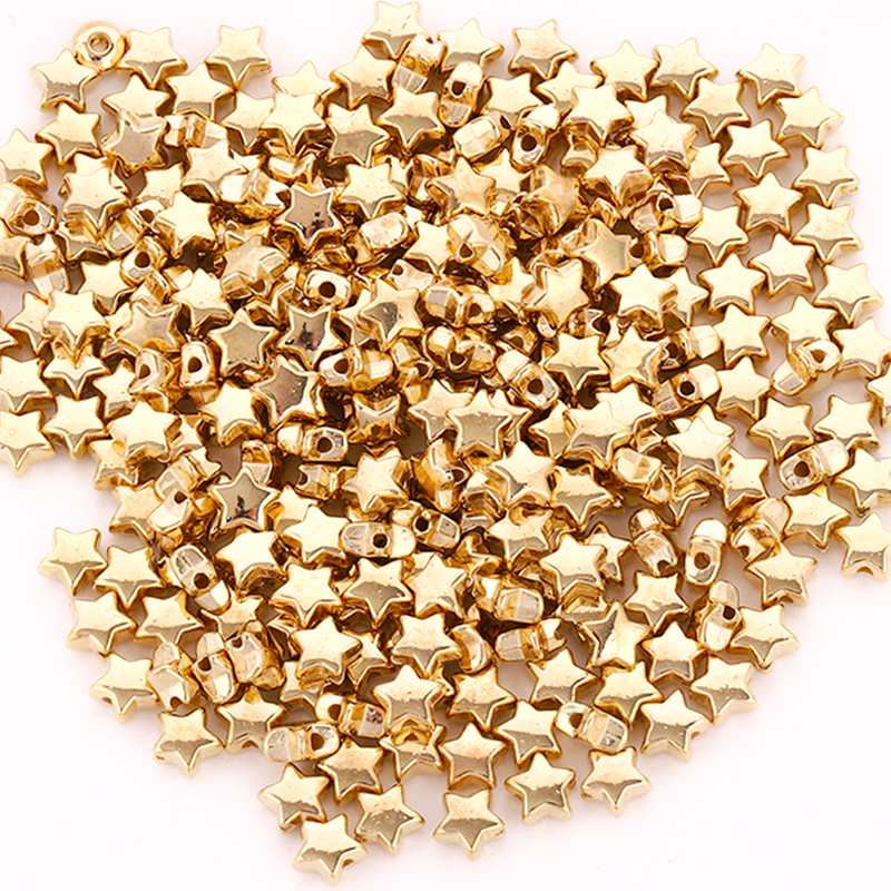 CCB Gold Plated Star Beads for DIY Bracelets