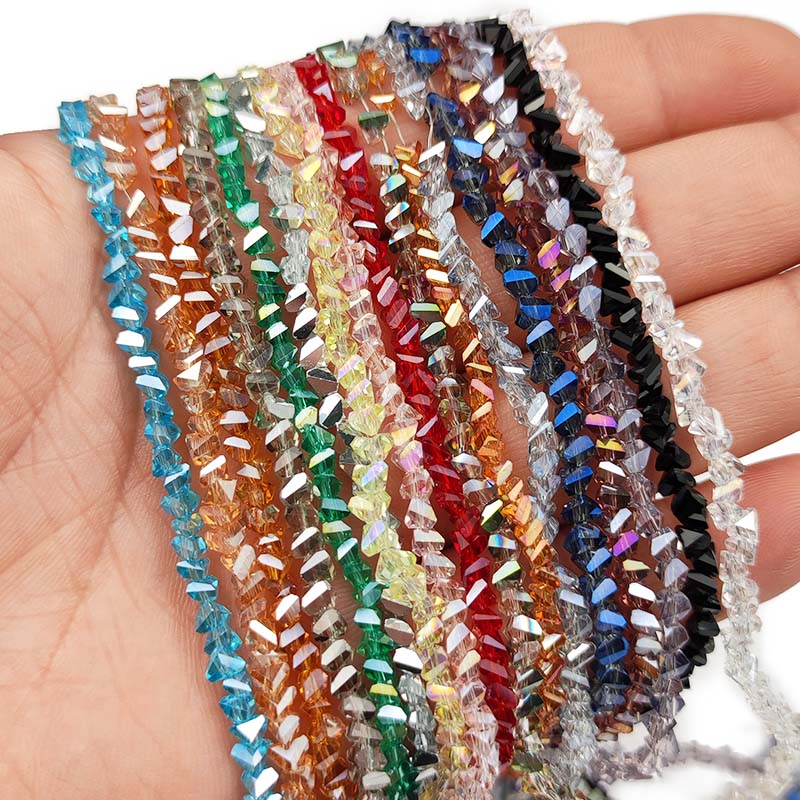 Tetrahedron Crystal Beads: 130pcs 4mm for Handmade Jewelry