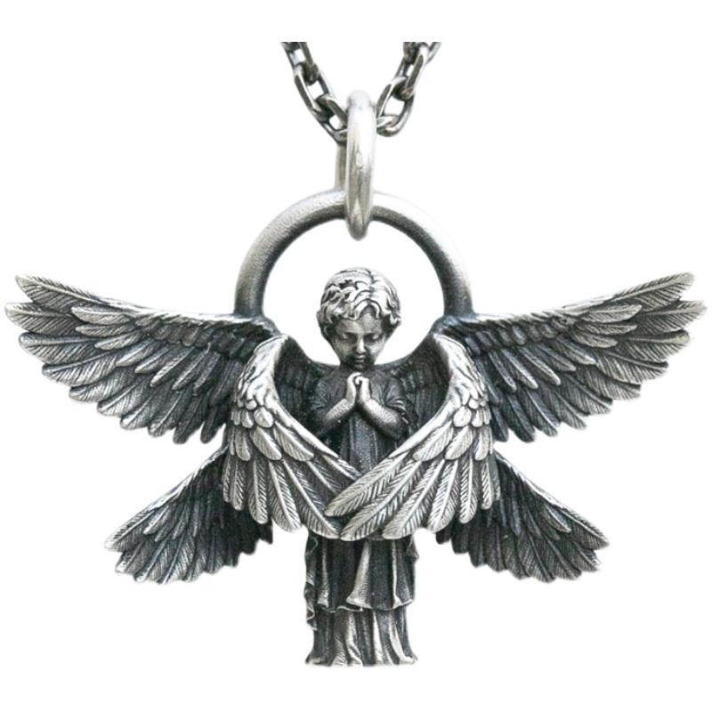 Classic Angel Pendant Necklace - Handmade Seraph Prayer Pendant