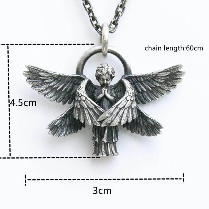 Classic Angel Pendant Necklace - Handmade Seraph Prayer Pendant