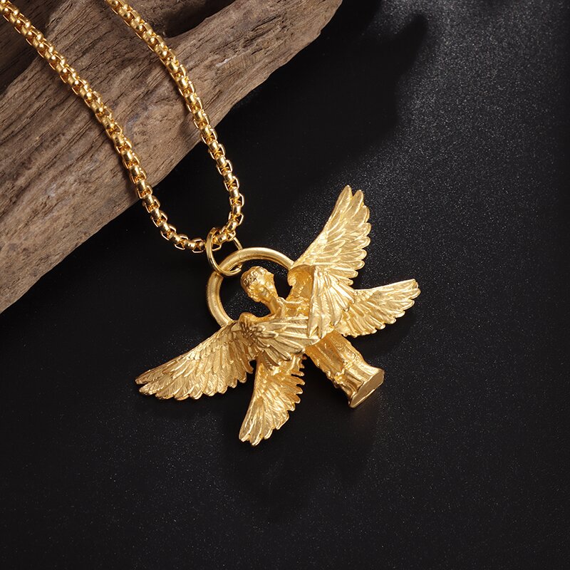 Classic Angel Pendant Necklace - Handmade Seraph Prayer Pendant