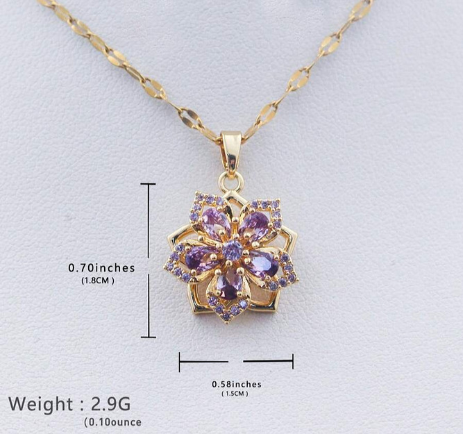 18K Gold Plated Rotating Flower Pendant Women's Necklace