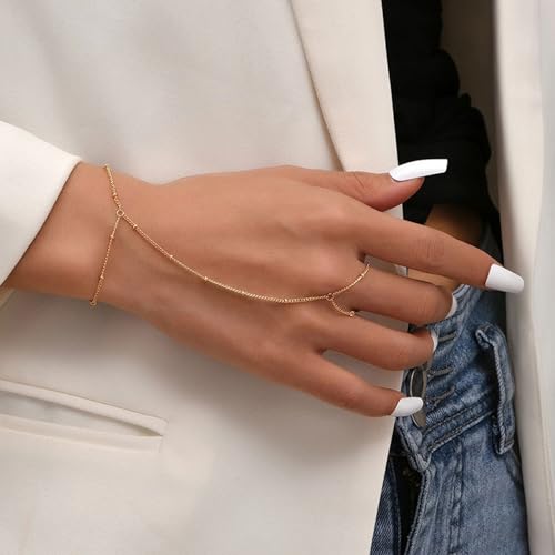 42k Gold Hand Chain Bracelet Set - Trendy Jewelry Gift