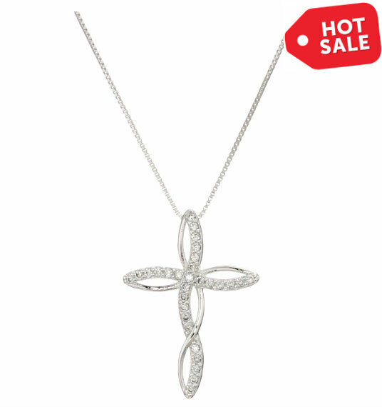 925 Sterling Silver Infinity Cross Necklace Pendant Women