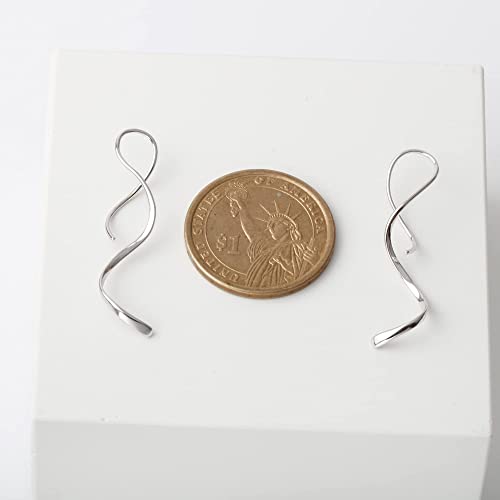 Elegant Curve Spiral Threader Earrings in 925 Sterling Silver