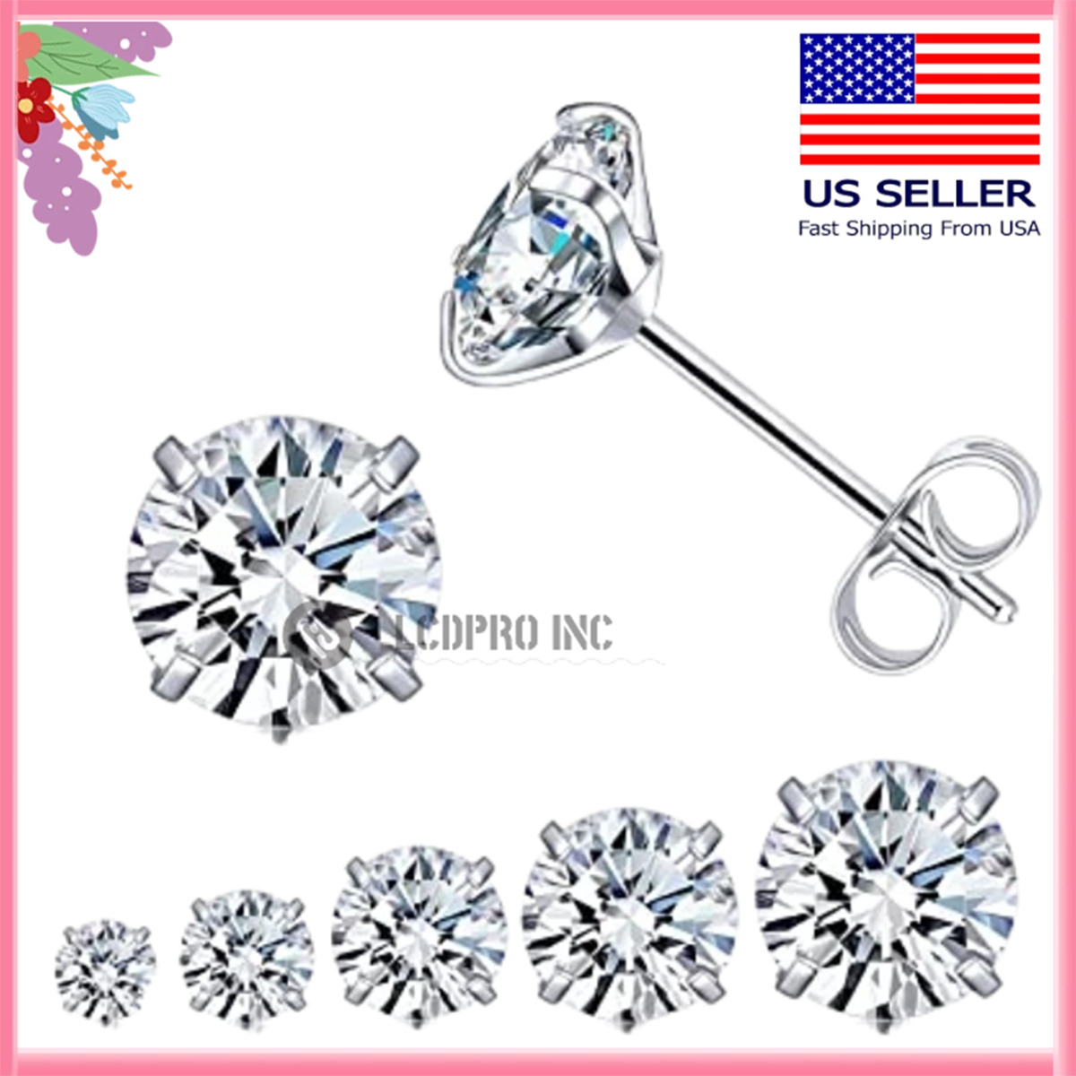 Sterling Silver CZ Earrings - Classic Round Style