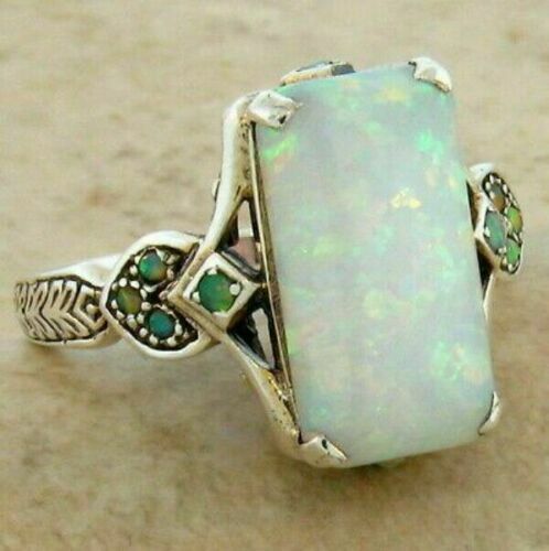 White Fire Opal Ring - Handmade Silver Jewelry