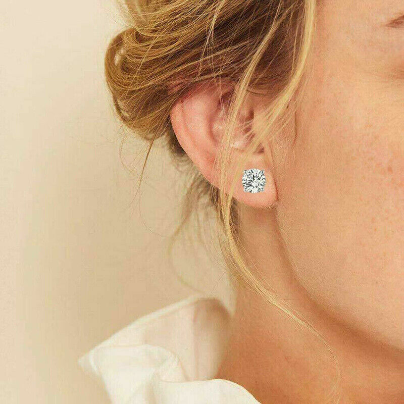 CZ Earrings: Classic Sterling Silver Round Jewelry