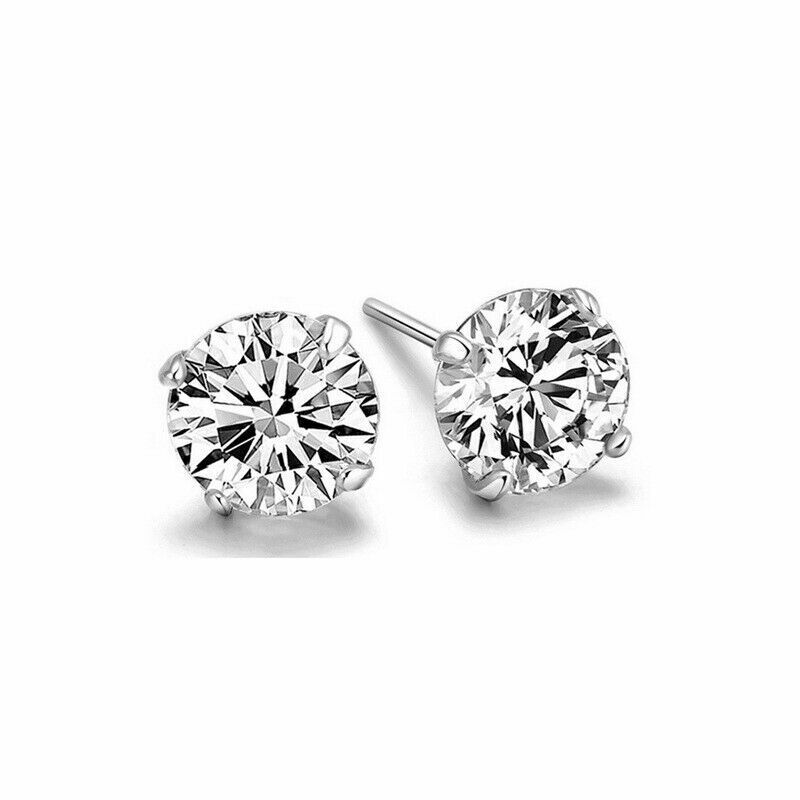 CZ Earrings: Classic Sterling Silver Round Jewelry